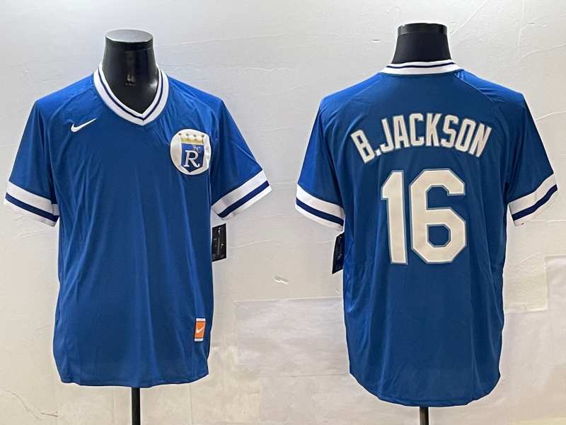 Men's MLB Kansas City Royals #16 Bo Jackson Royal Cooperstown Collection Pullover Jersey