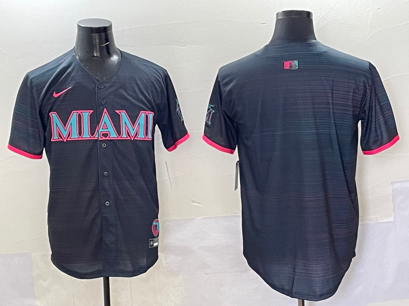Men's MLB Miami Marlins Nameless Black 2025 CIty Connect Limited Jersey