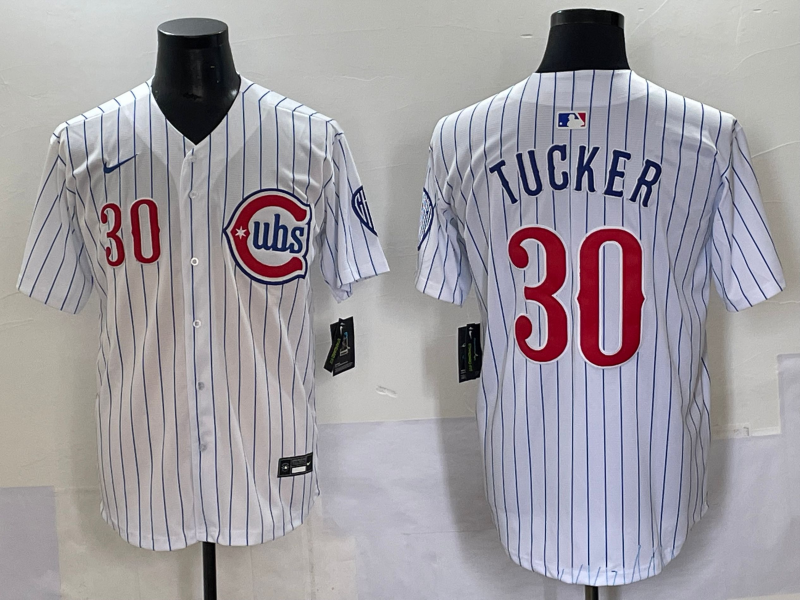 Men's MLB Chicago Cubs #30 Kyle Tucker Nike White Home Replica Jersey