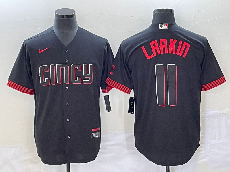 Men's MLB Cincinnati Reds #11 Barry Larkin Nike Black City Connect Limited Jersey
