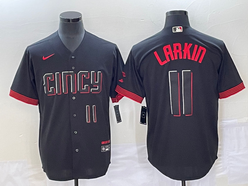 Men's MLB Cincinnati Reds #11 Barry Larkin Nike Black City Connect Limited Jersey