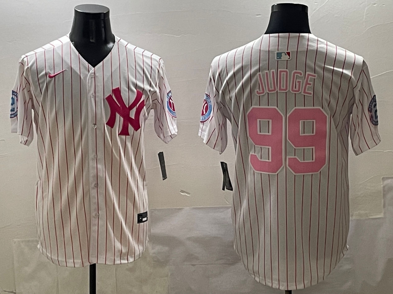 Men's MLB New York Yankees #99 Aaron Judge Nike Pink Personalized Limited Jersey