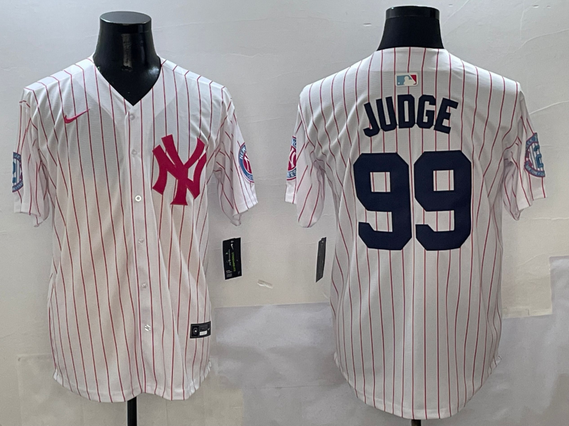 Men's MLB New York Yankees #99 Aaron Judge Nike Pink Personalized Limited Jersey