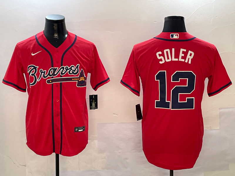 Men's MLB Atlanta Braves #12 Jorge Soler Nike Red Alternate Limited Jersey