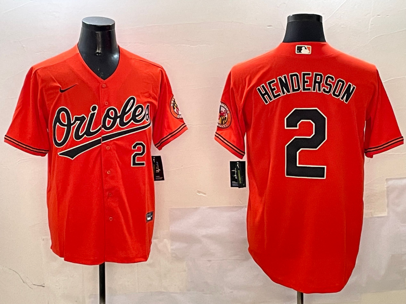 Men's MLB Baltimore Orioles #2 Gunnar Henderson Nike Orange 2nd Alternate Limited Jersey