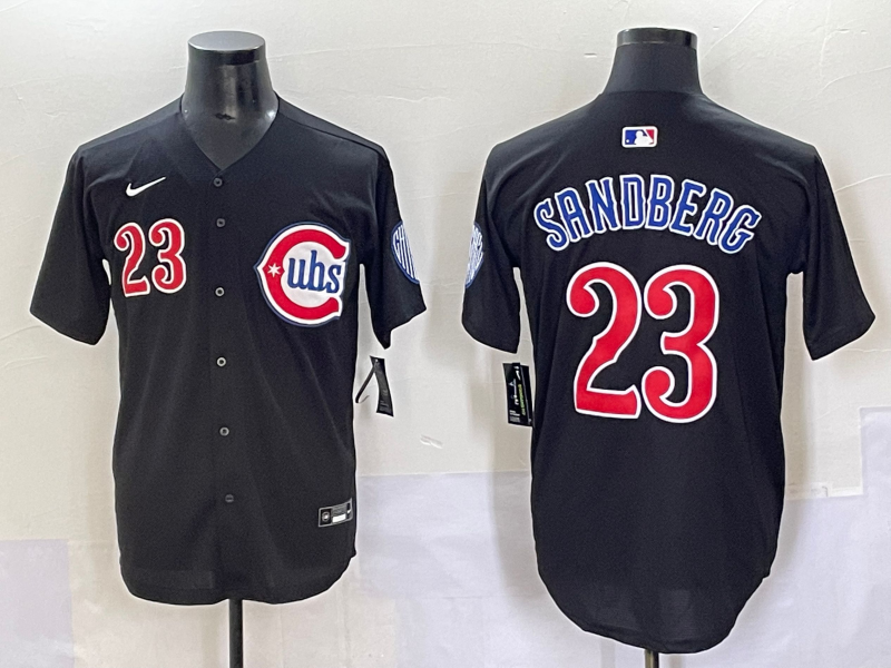 Men's MLB Chicago Cubs #23 Ryne Sandberg Nike Black Alternate Limited Jersey