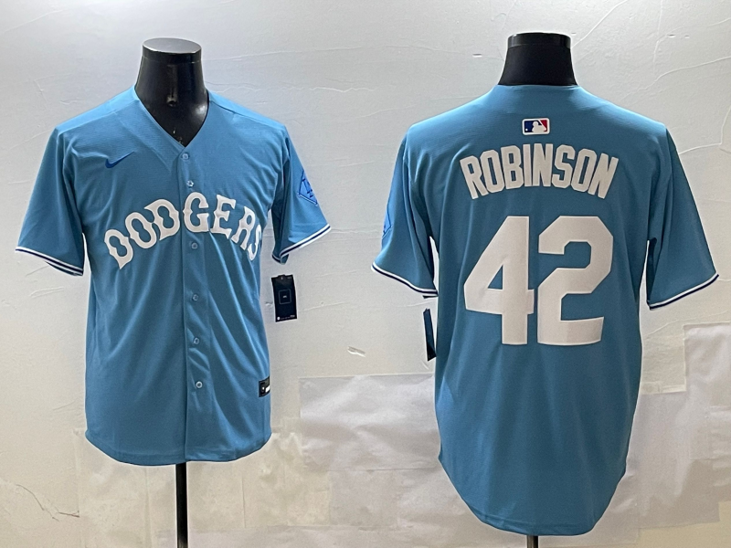 Men's MLB Dodgers #42 Jackie Robinson Nike Blue Alternate Cooperstown Collection Replica Jersey