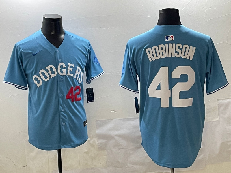 Men's MLB Dodgers #42 Jackie Robinson Nike Blue Alternate Cooperstown Collection Replica Jersey