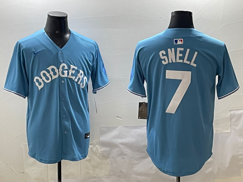 Men's MLB Dodgers #7 Blake Snell Nike Blue Alternate Cooperstown Collection Replica Jersey
