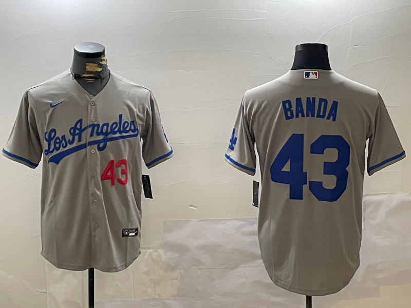 Men's MLB Los Angeles Dodgers #43 Anthony Banda Nike Gray Road Replica Jersey