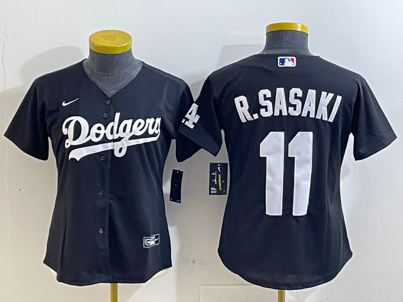 Women's MLB Dodgers #11 Roki Sasaki Nike Black Inverted Limited Jersey