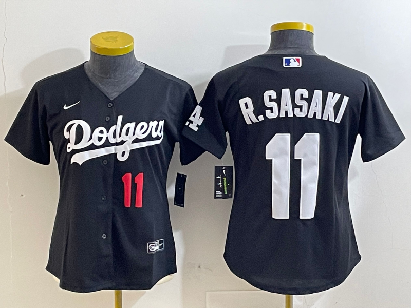 Women's MLB Dodgers #11 Roki Sasaki Nike Black Inverted Limited Jersey