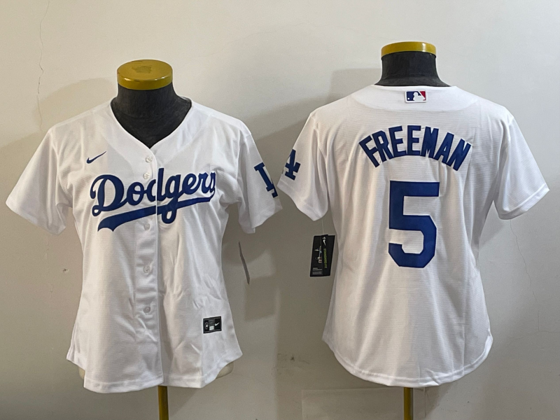 Women's MLB Dodgers #5 Freddie Freeman Nike White Home Limited Jersey