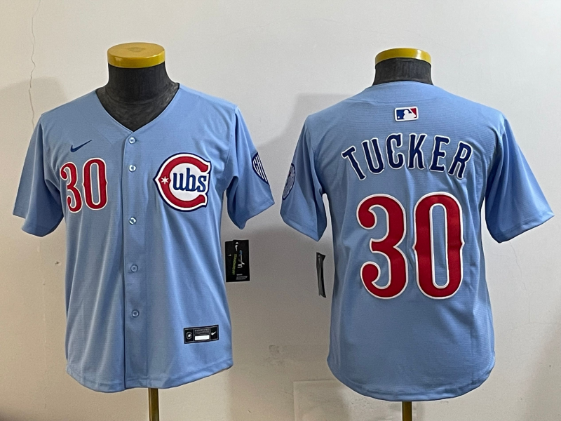Youth MLB Chicago Cubs #30 Kyle Tucker Nike Blue 2nd Alternate Limited Jersey