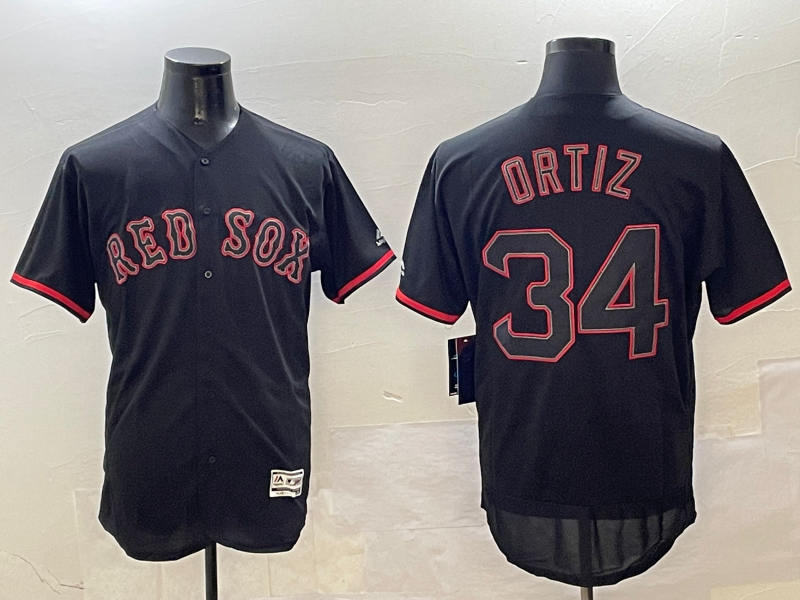 Men's MLB Boston Red Sox #34 David Ortiz Nike Black Customized Limited Jersey