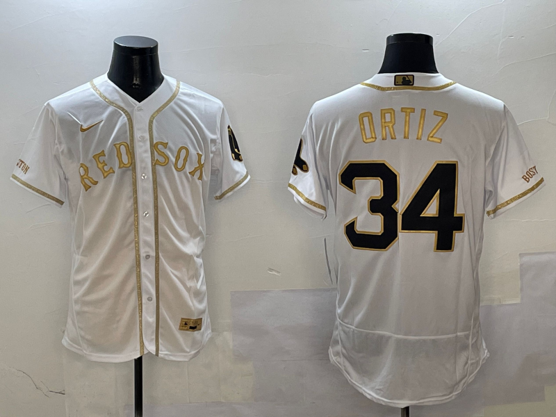 Men's MLB Boston Red Sox #34 David Ortiz Nike White/Gold Premier Elite Jersey