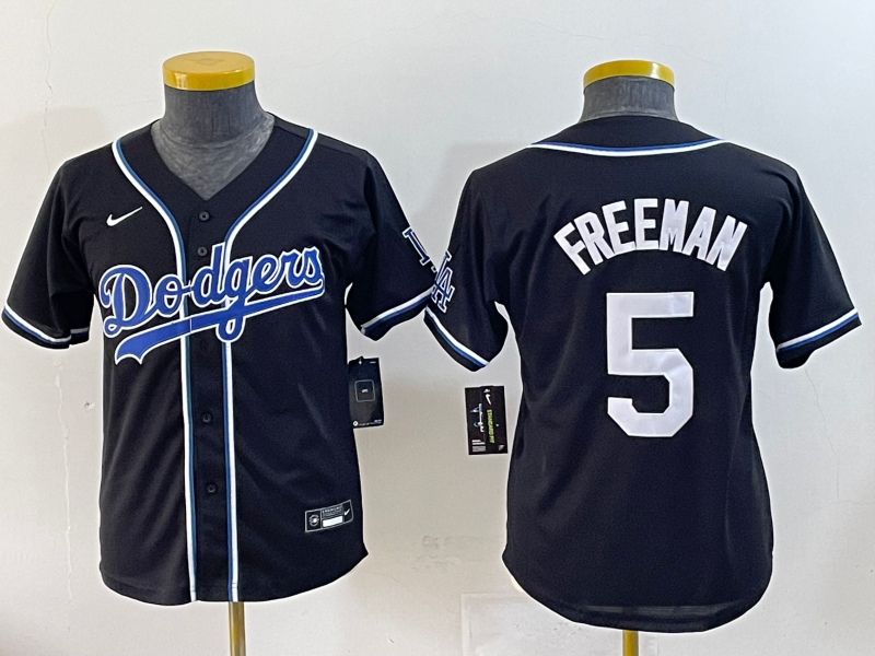 Youth MLB Los Angeles Dodgers #5 Freddie Freeman Nike Black Alternate Limited Jersey