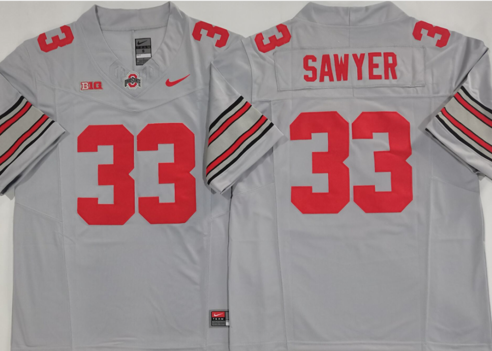 Men's NCAA Ohio State Buckeyes #33 Jack Sawyer Gray F.U.S.E Football Stitched Jersey