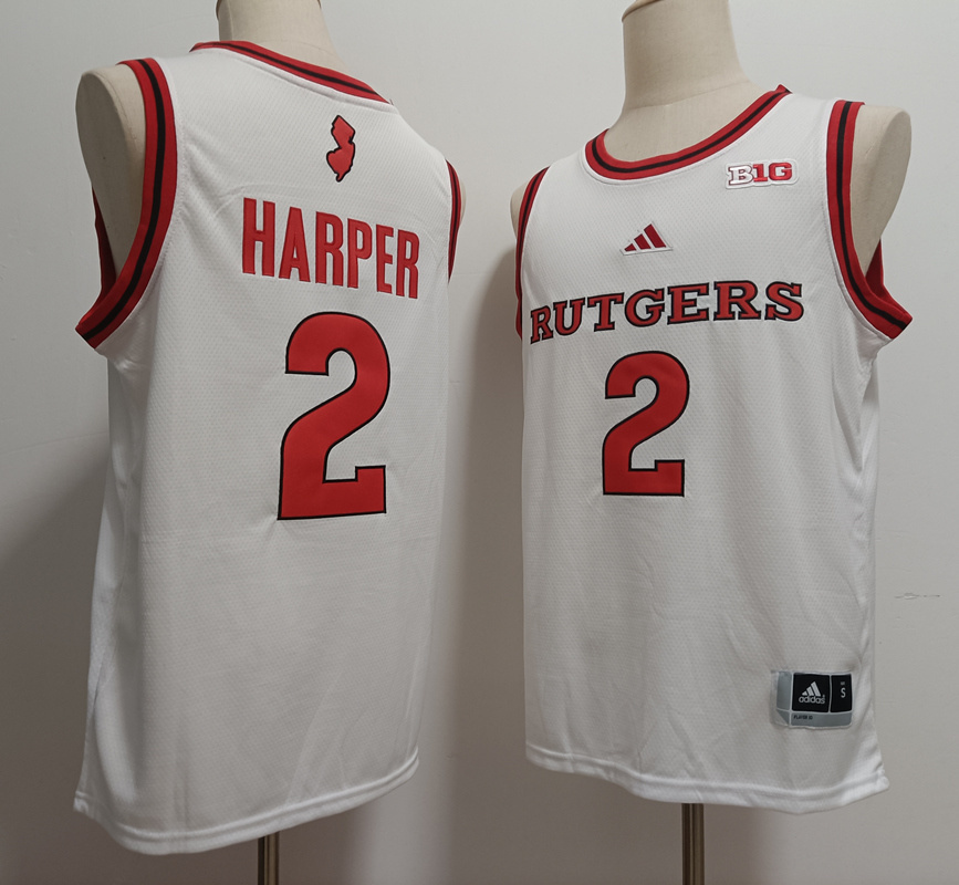 Men's NCAA Rutgers Scarlet Knights #2 Dylan Harper White Basketball Stitched Jersey