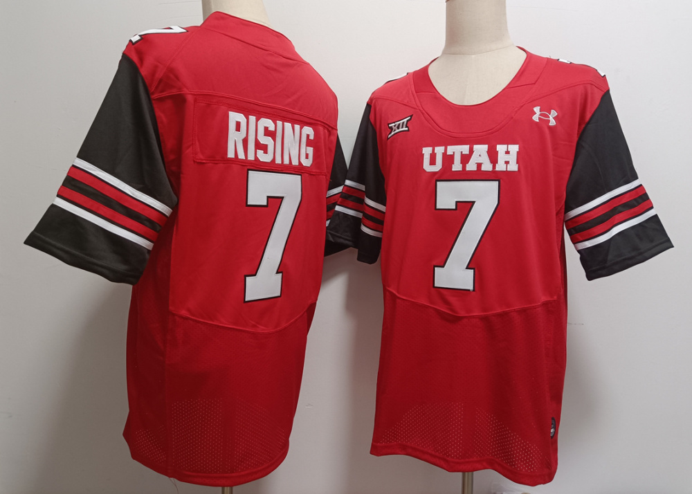 Men's NCAA Utah Utes #7 Cameron Rising Red Football Stitched Jersey