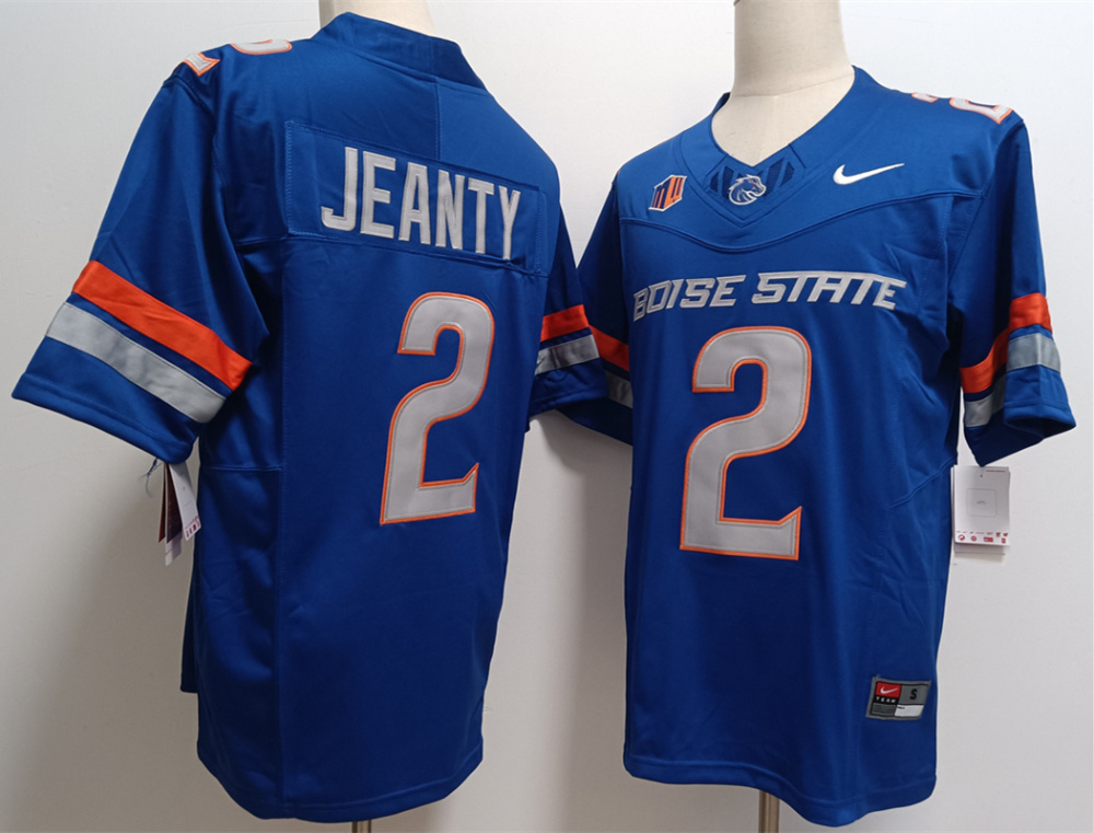 Men's NCAA Boise State Broncos #2 Ashton Jeanty Blue F.U.S.E Football Stitched Jersey