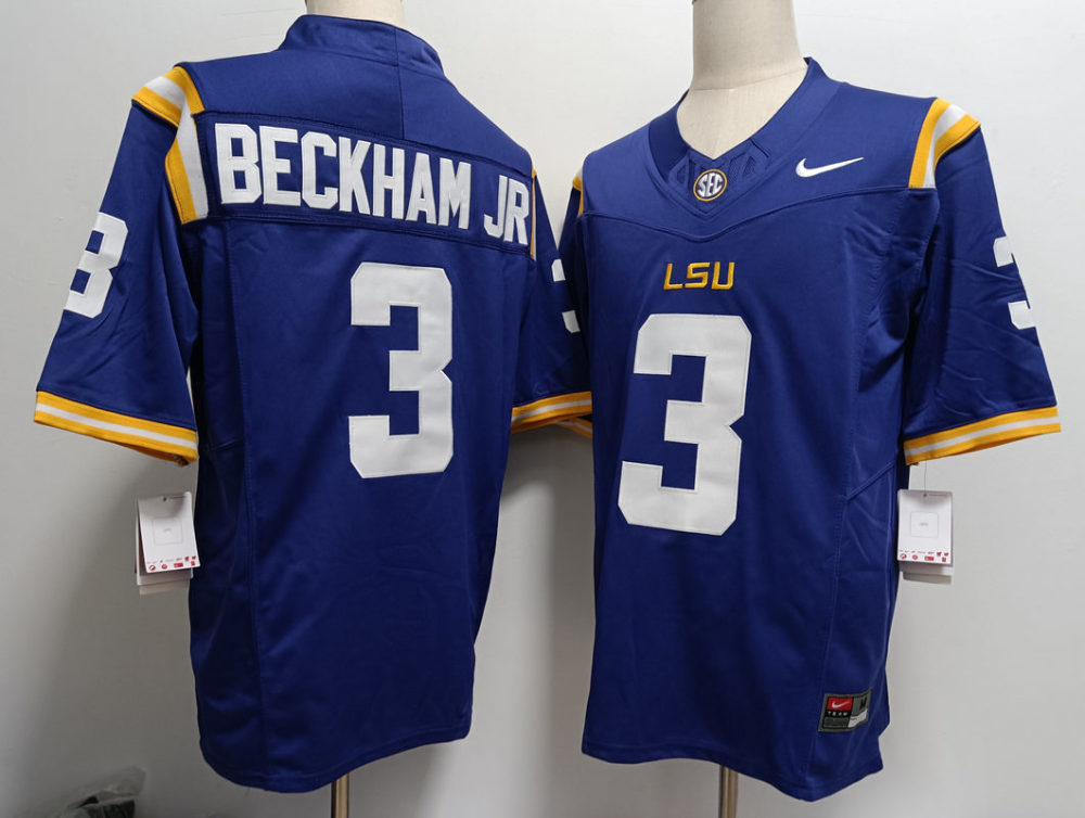 Men's NCAA LSU Tigers #3 Odell Beckham Jr Purple F.U.S.E Football Stitched Jersey
