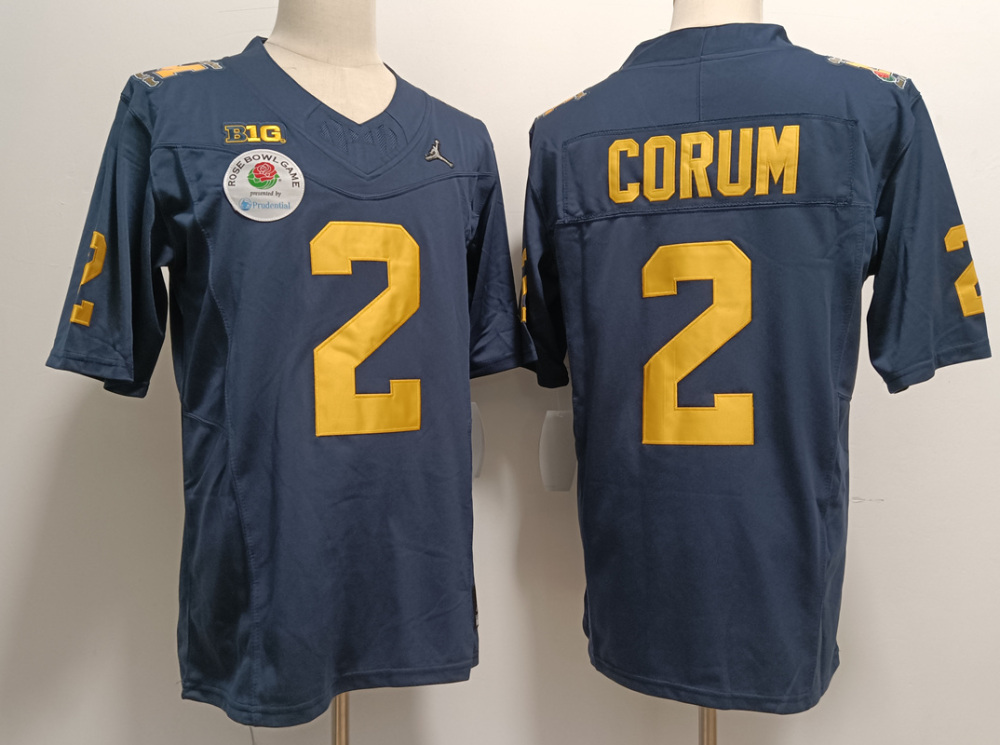 Men's NCAA Michigan Wolverines #2 Blake Corum Navy F.U.S.E Football Stitched Jersey