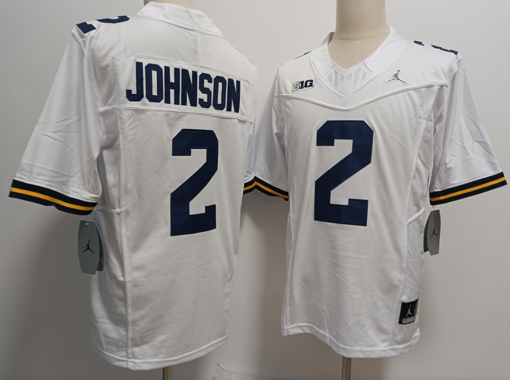 Men's NCAA Michigan Wolverines #2 Will Johnson White F.U.S.E Football Stitched Jersey