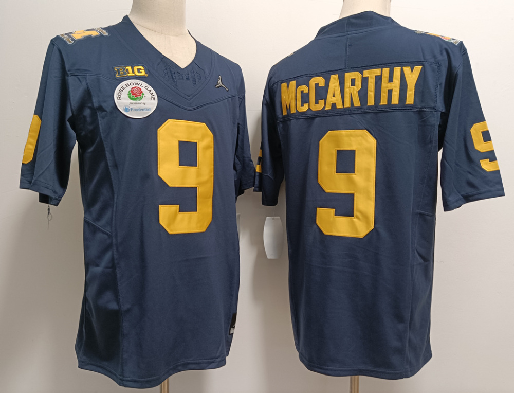 Men's NCAA Michigan Wolverines #9 J.J. McCarthy Navy F.U.S.E Football Stitched Jersey
