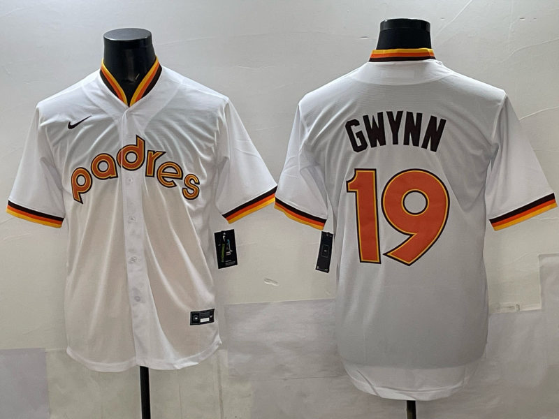 Men's MLB San Diego Padres #19 Tony Gwynn Nike White 1984 Throwback Limited Jersey