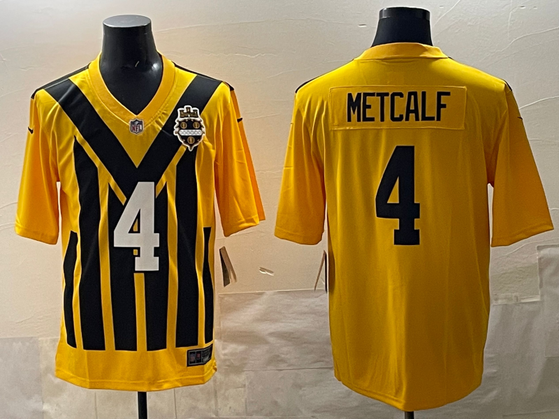 Men's NFL Pittsburgh Steelers #4 D.K. Metcalf Yellow Throwback Legacy Jersey