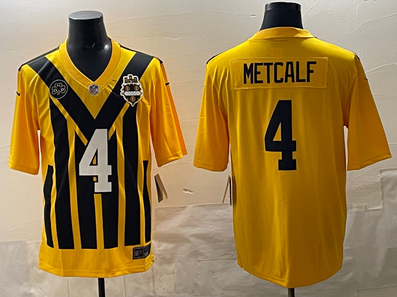 Men's NFL Pittsburgh Steelers #4 D.K. Metcalf Yellow Throwback Legacy Jersey