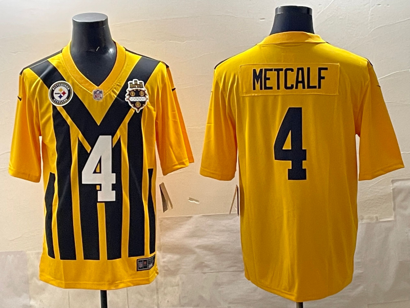 Men's NFL Pittsburgh Steelers #4 D.K. Metcalf Yellow Throwback Legacy Jersey