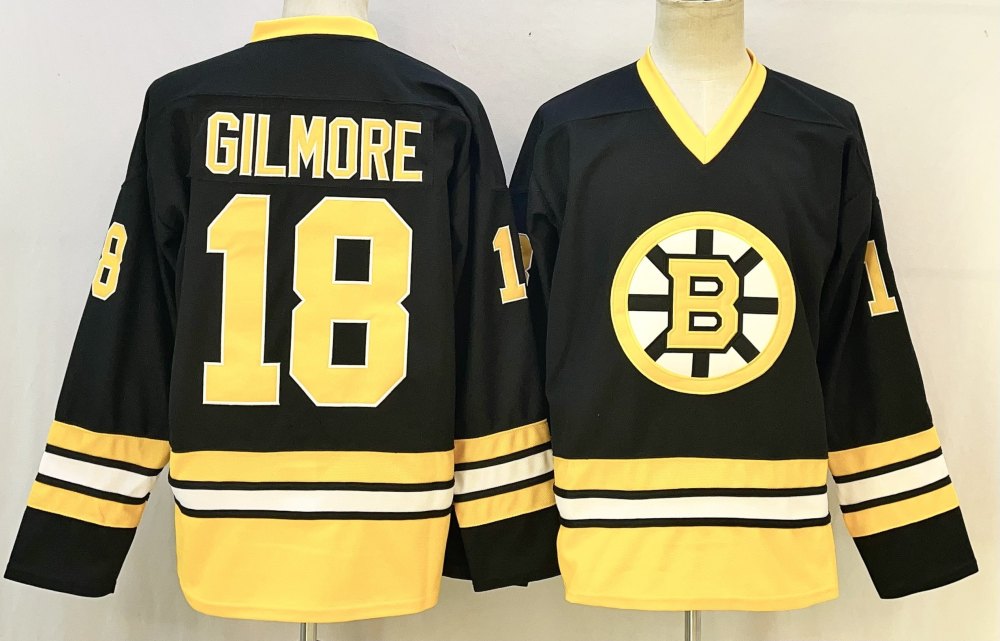 Men's NHL Boston Bruins #18 Happy Gilmore 1977-1981 Throwback CCM Black Jersey