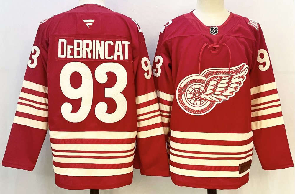 Men's NHL Detroit Red Wings #93 Alex DeBrincat Fanatics 2025 Red 2nd Alternate Premium Jersey