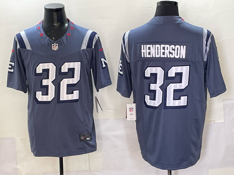Men's NFL New England Patriots #32 TreVeyon Henderson 2025 Rivalries Collection F.U.S.E Jersey
