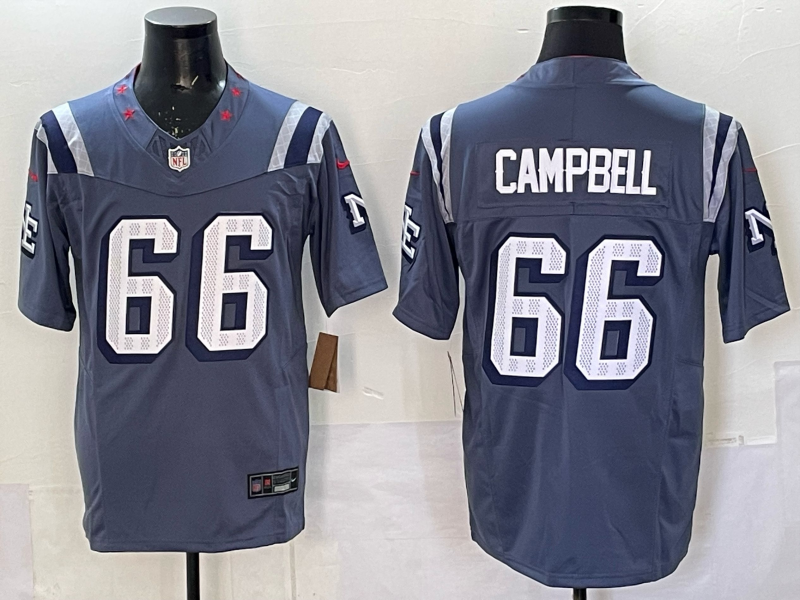 Men's NFL New England Patriots #66 Will Campbell 2025 Rivalries Collection F.U.S.E Jersey