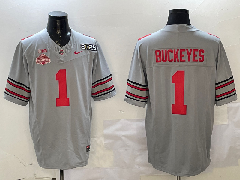 Men's NCAA Ohio State Buckeyes #1 Buckeyes Gray F.U.S.E Fiesta Bowl Jersey