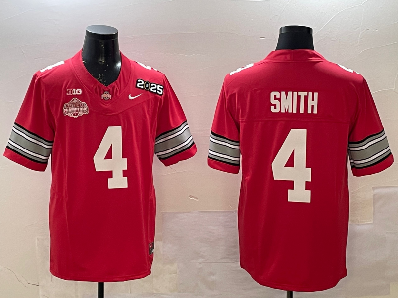 Men's NCAA Ohio State Buckeyes #4 Jeremiah Smith Red F.U.S.E Fiesta Bowl Jersey