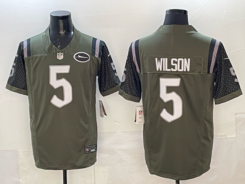Men's NFL New York Jets #5 Garrett Wilson 2025 Rivalry Collection F.U.S.E Jersey