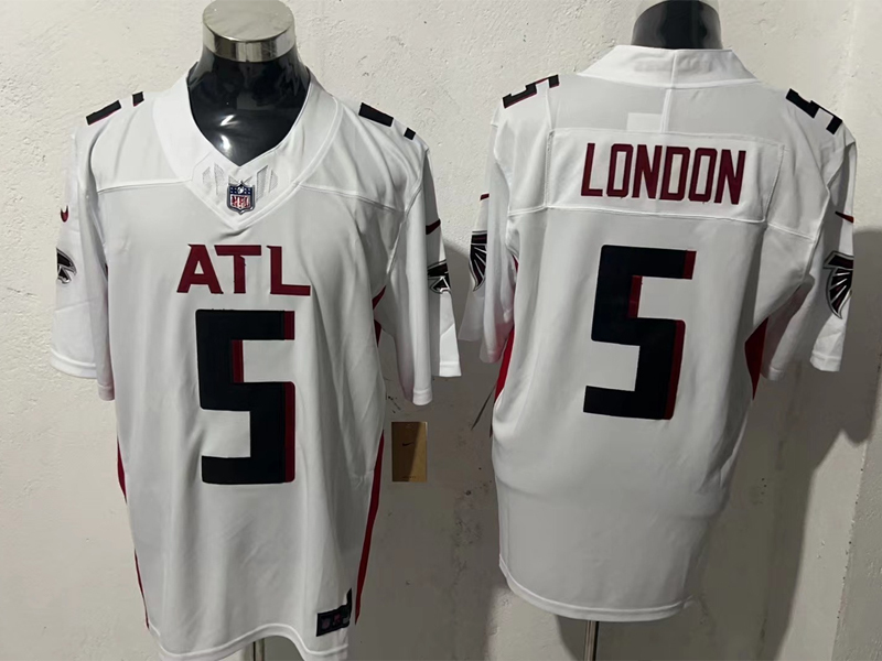 Men's NFL Atlanta Falcons #5 Drake London White Vapor F.U.S.E Away Jersey
