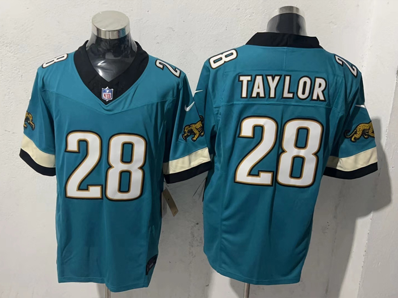 Men's NFL Jacksonville Jaguars #28 Fred Taylor Teal Prowler Throwback F.U.S.E Jersey