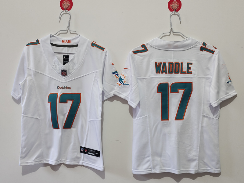 Youth/Women's NFL Miami Dolphins #17 Jaylen Waddle White Away F.U.S.E Jersey