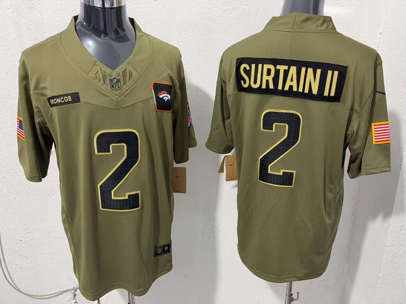 Men's NFL Denver Broncos #2 Pat Surtain II 2025 Salute to Service F.U.S.E Jersey