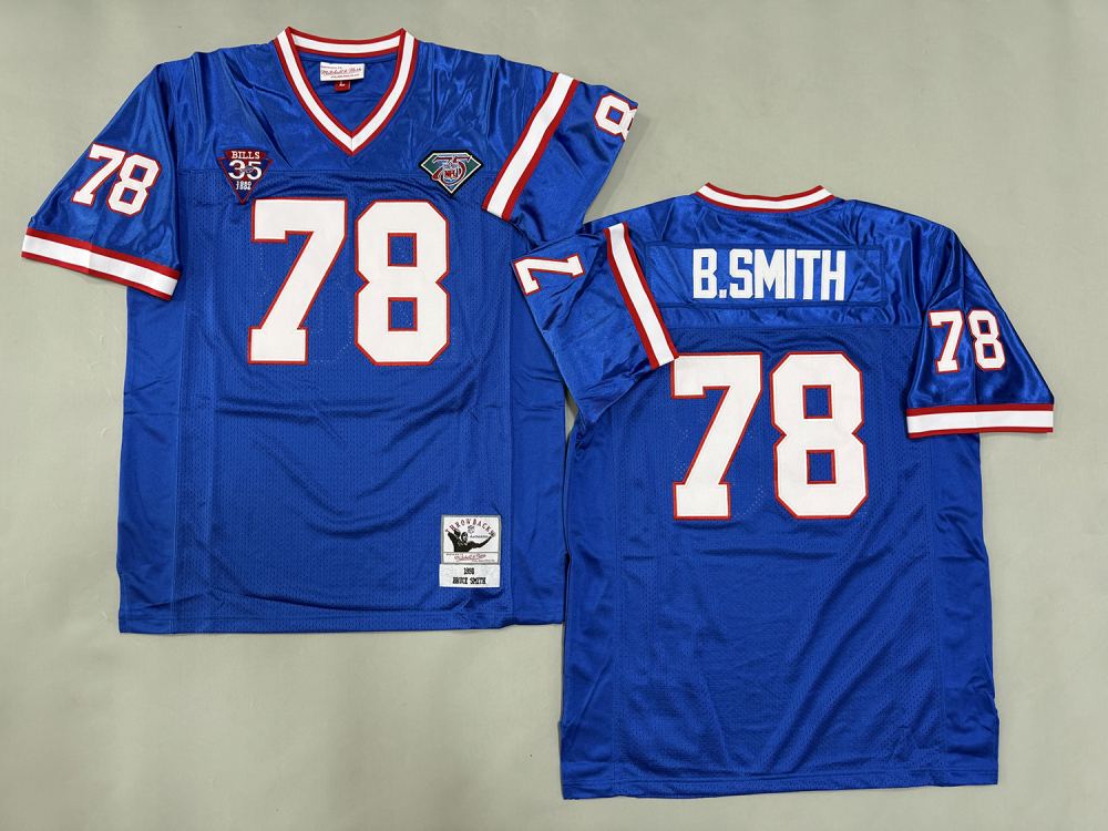 Men's/Youth NFL Buffalo Bills Bruce Smith Mitchell & Ness Royal Throwback Jersey