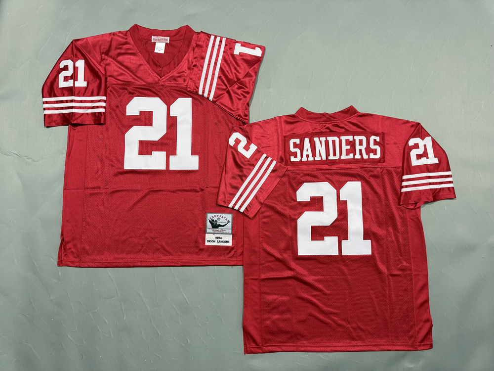 Men's/Youth NFL 49ers Deion Sanders Mitchell & Ness Red Throwback Jersey