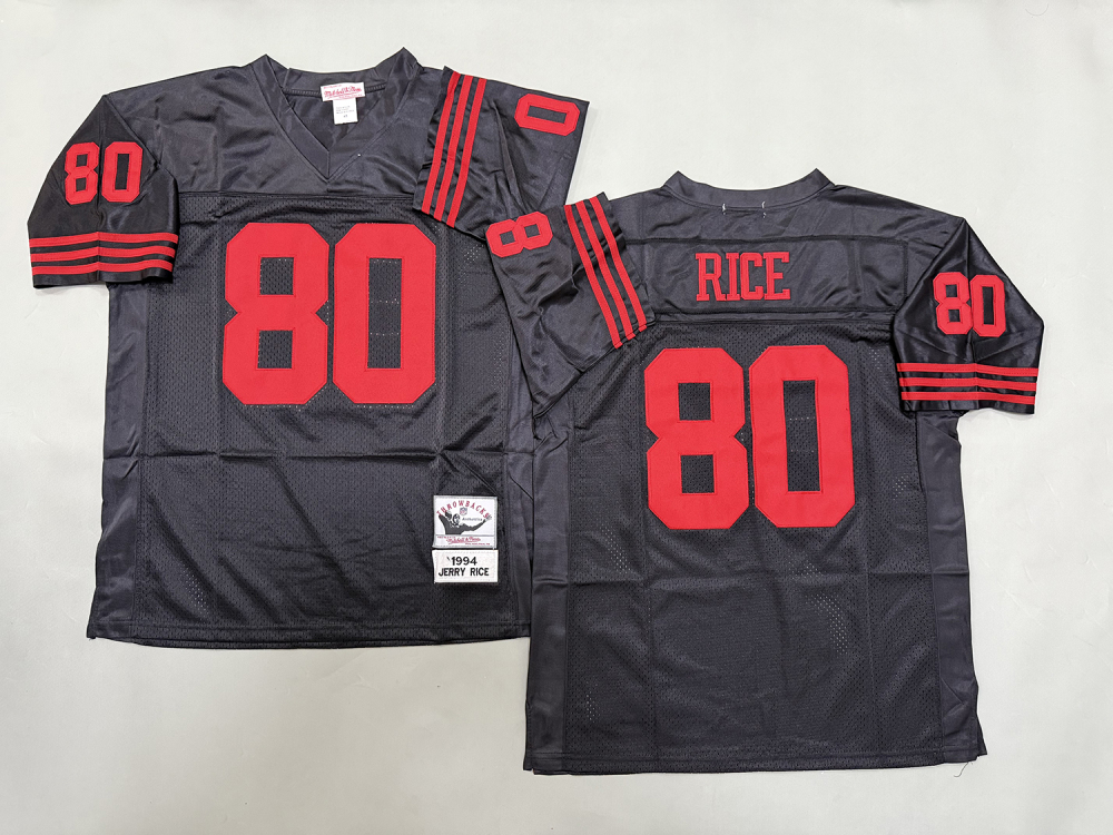 Men's/Youth NFL 49ers Jerry Rice Mitchell & Ness Black Alternate Throwback Jersey