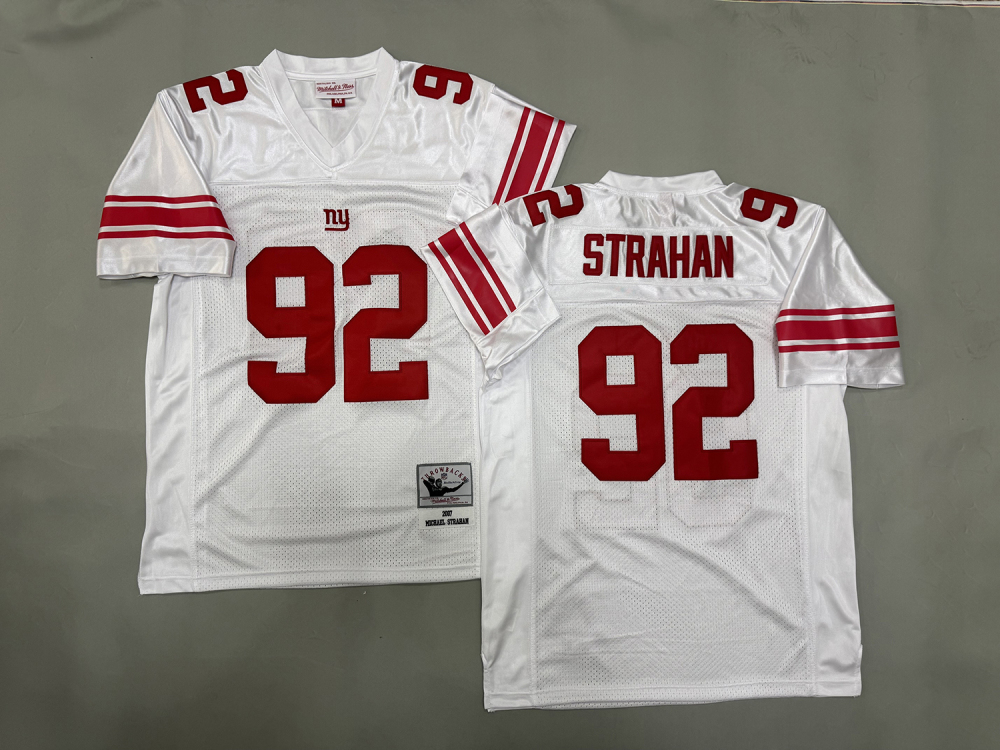 Men's/Youth NFL New York Giants Michael Strahan Mitchell & Ness White Throwback Jersey