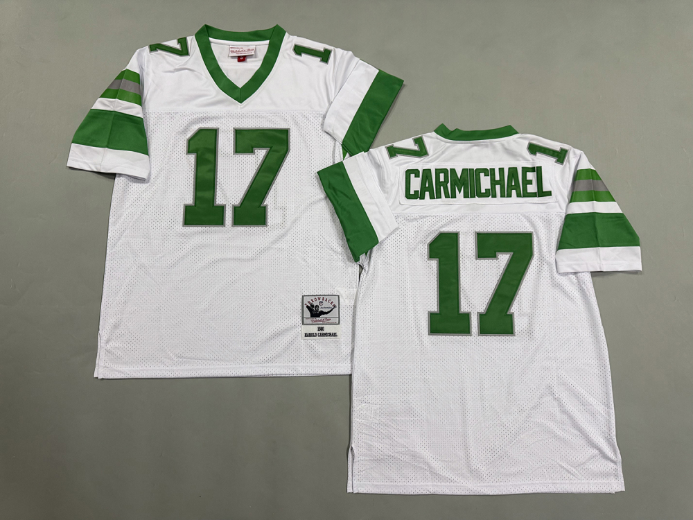 Men's/Youth NFL New York Jets Harold Carmichael Mitchell & Ness White Throwback Jersey