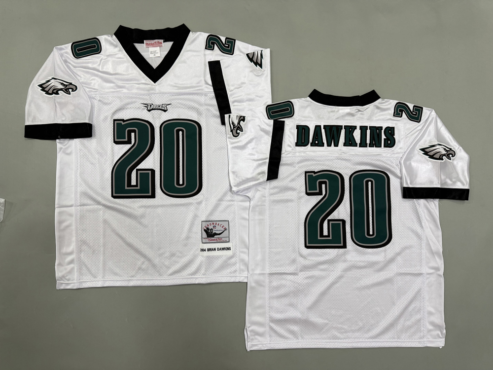 Men's/Youth NFL Philadelphia Eagles Brian Dawkins Mitchell & Ness White Throwback Jersey